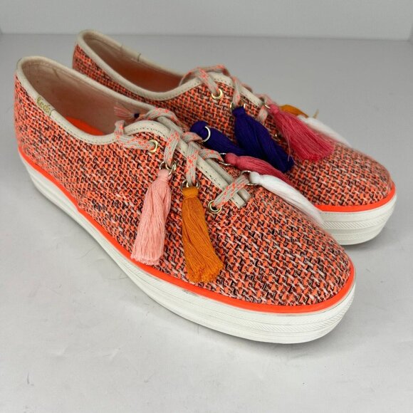 Keds Womens WF61063 Coral Orange Lolita Mia Tassel Tweed Size 8.5 Sneakers - Picture 2 of 9